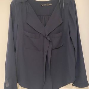 ZARA navy blue long sleeve blouse